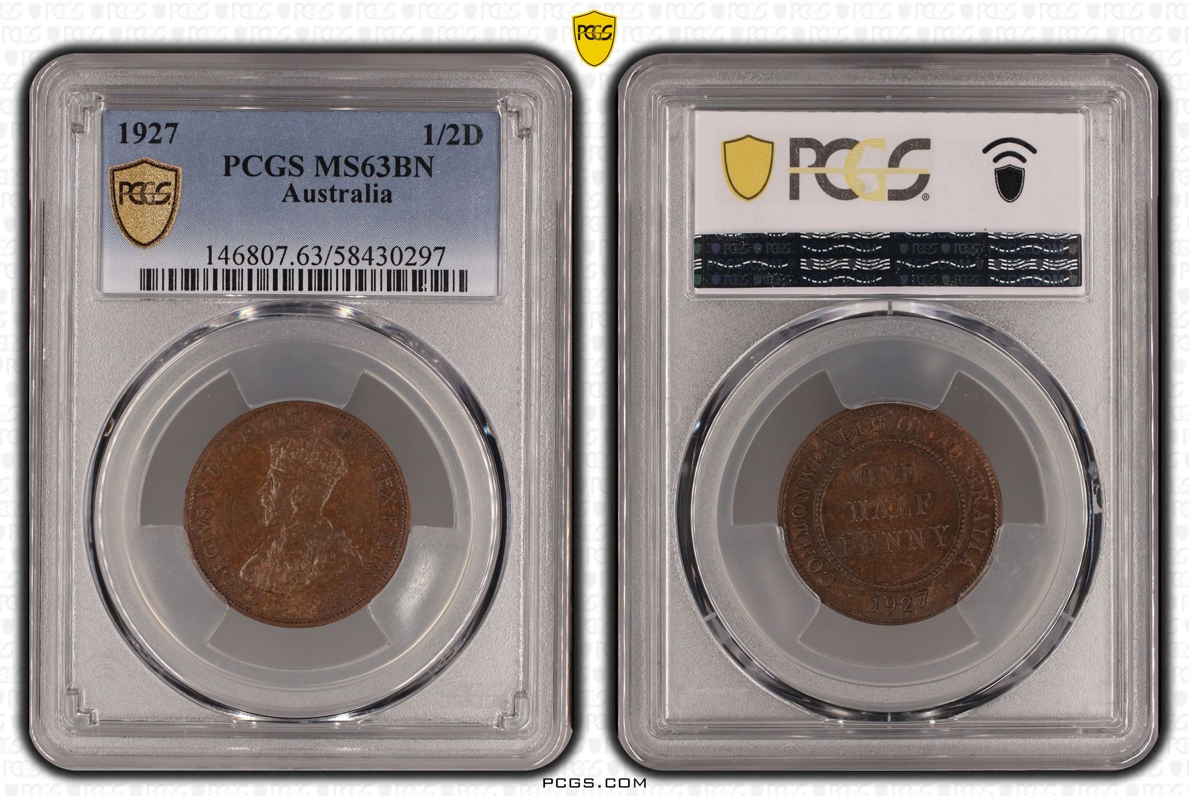 203 · George V, Halfpenny, 1927,  MS63BN