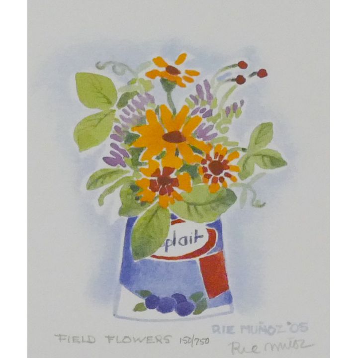 Rie Munoz "Field Flowers" 2005 Signed Print 9.5" x 8.25" Sheet. Loose, Matted.