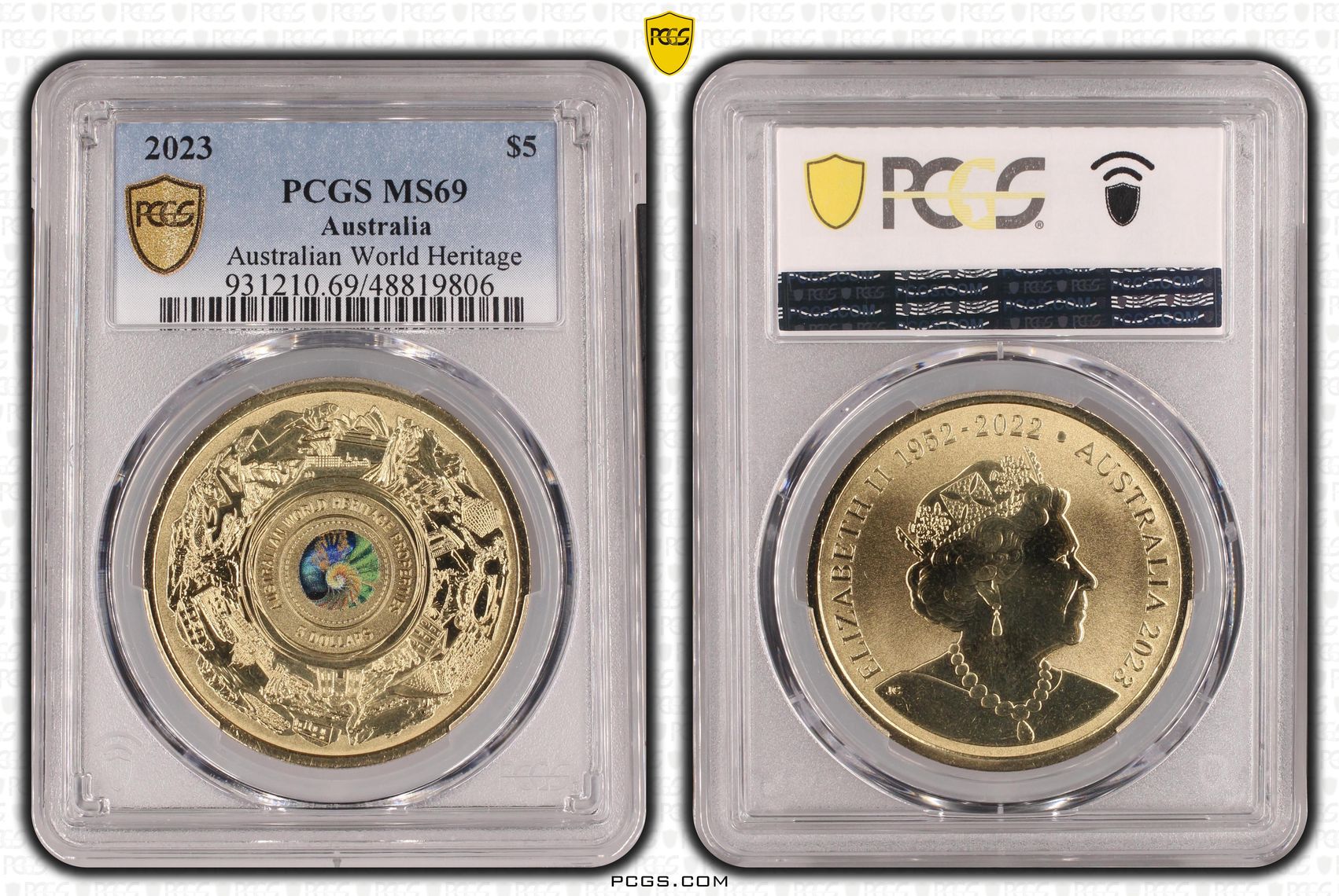 Australian World Heritage Colorized, Five Dollar, 2023, PCGS MS69