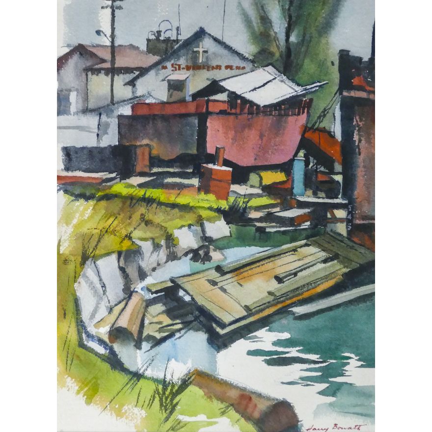 Harry Bonath ''St. Vincent'' Signed Watercolor Framed 27.5''x22.75''