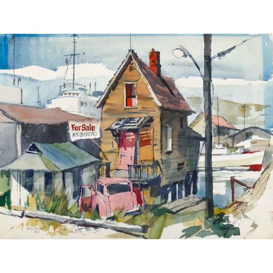 Harry Bonath A.W.S. ''Boat House'' Watercolor