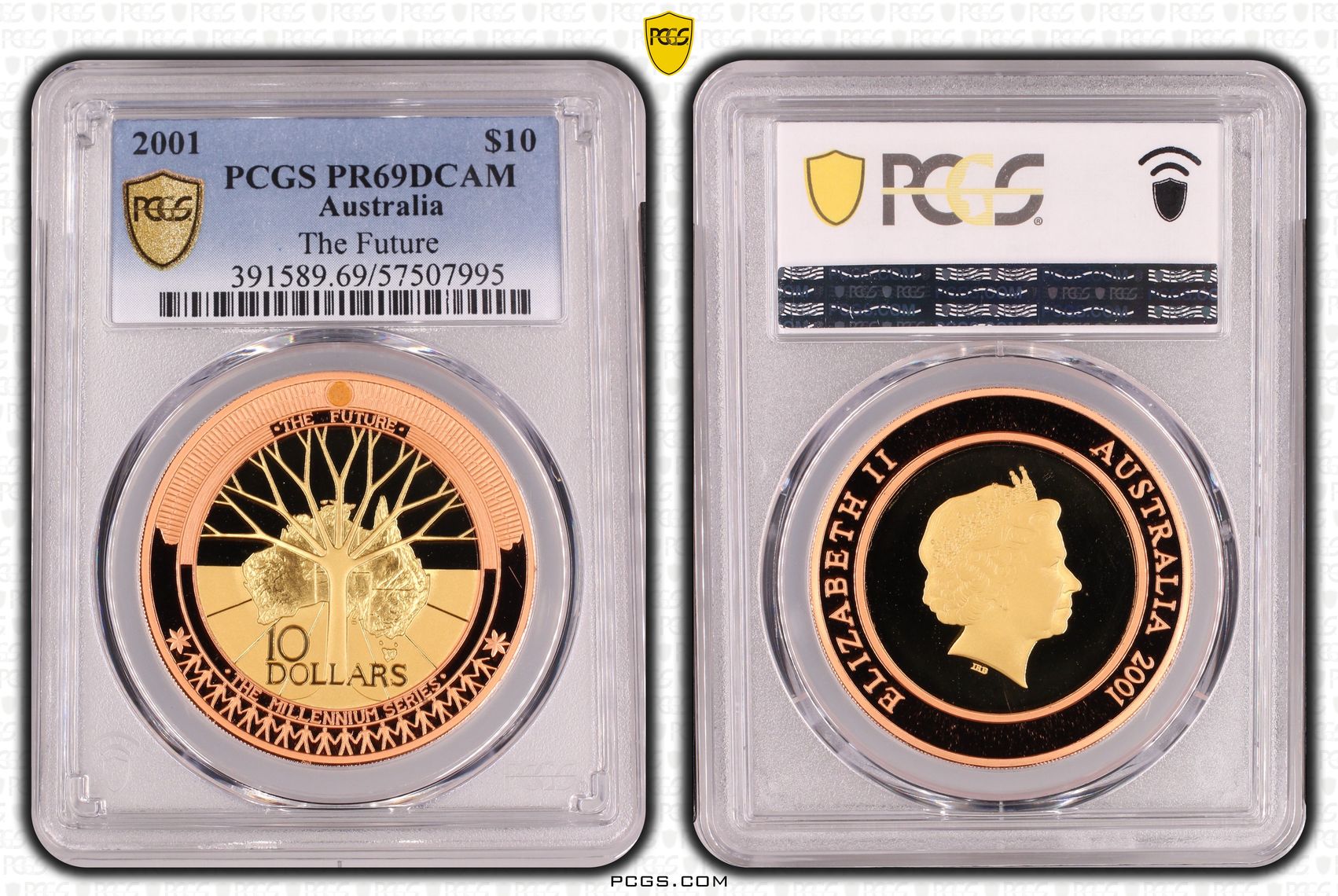 Elizabeth II, The Future, Ten Dollar, 2001, PCGS PR69DCAM