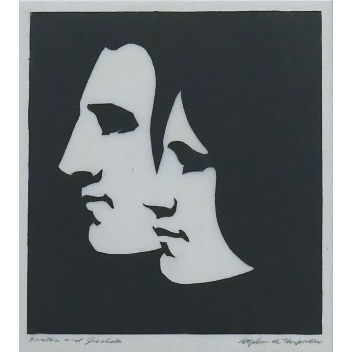 Stephen de Hospodar ''Tristan and Isolde'' 1935 Signed Woodblock Matted 20''x16''
