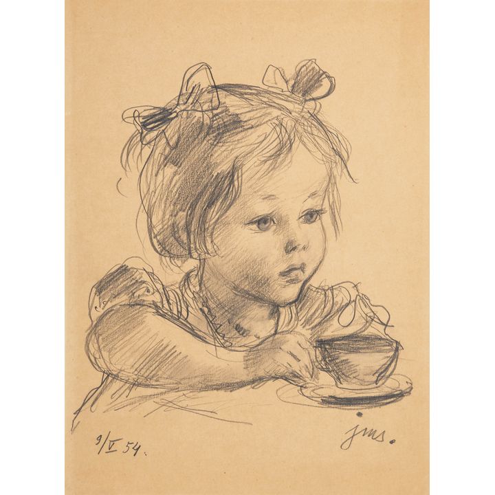 Jan Marcin Szancer | Portret Moniki z filiżanką goracej czekolady, 1954 r.