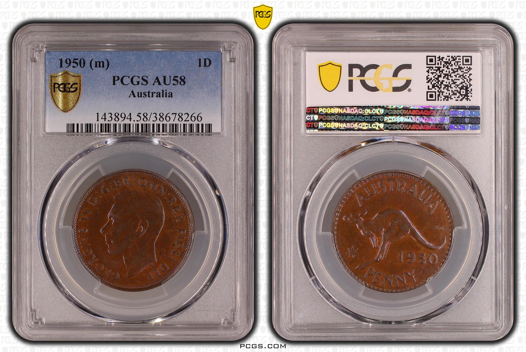 75 · Penny, 1950, PCGS AU58BN