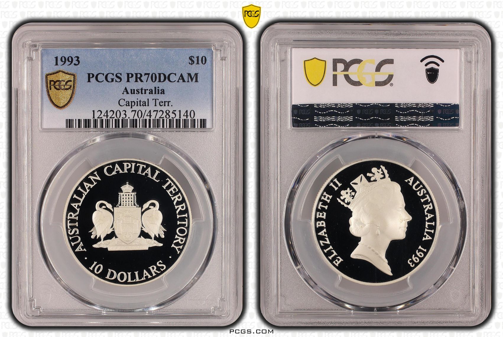 Elizabeth II, Capital Terr. Pop 6/0, Ten Dollar, 1993, PCGS PR70DCAM