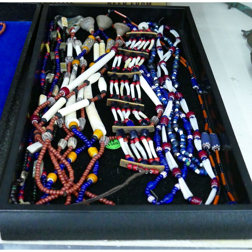 Tray 11pc Native Glass & Shell Trade Bead Necklaces