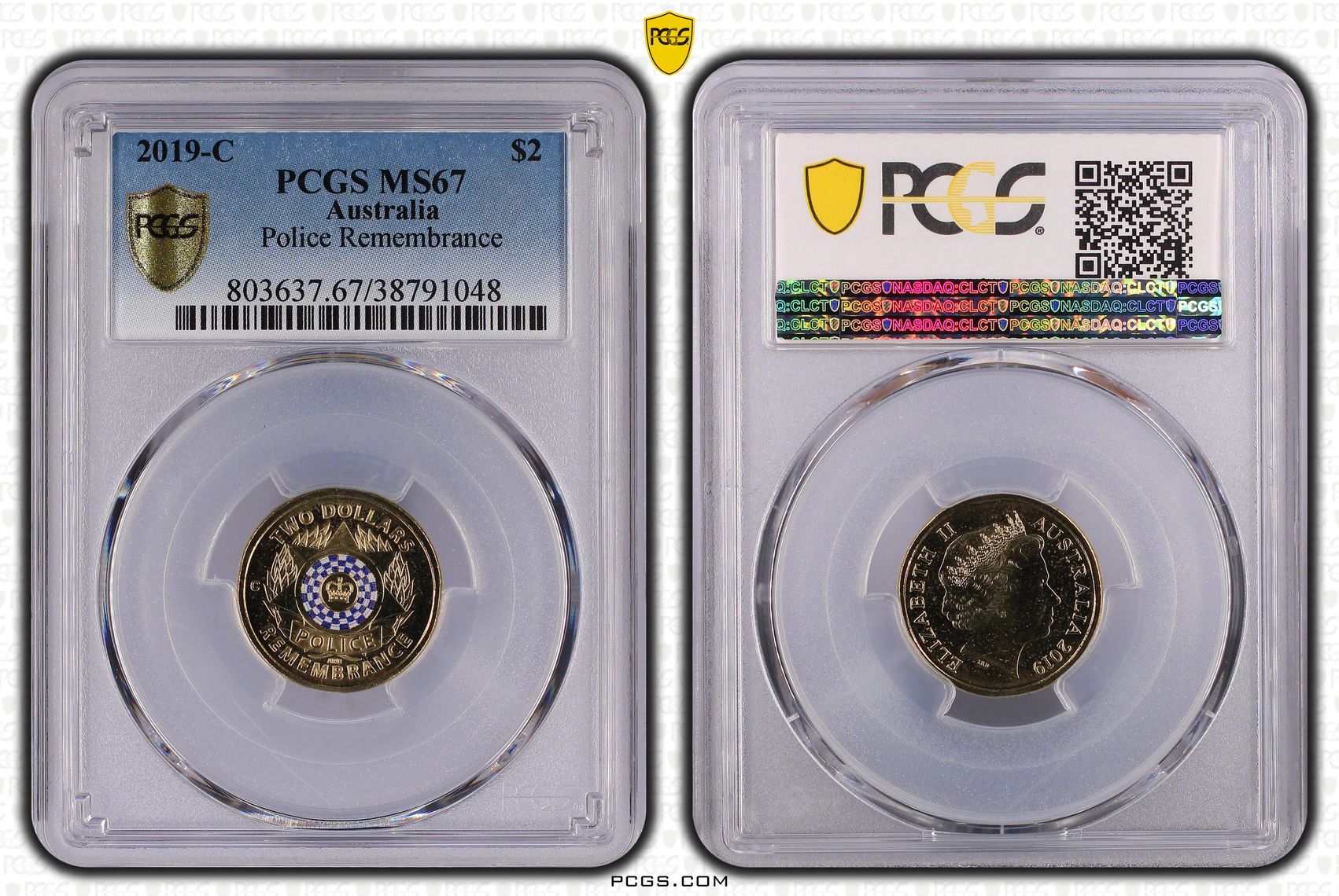 2019-C Australia Two Dollar, $2 Police Remembrance PCGS - MS67 -048