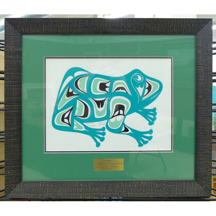 Charmaine Lawrence (Lummi) "Frog" Gouache on Paper Framed 16"x19"