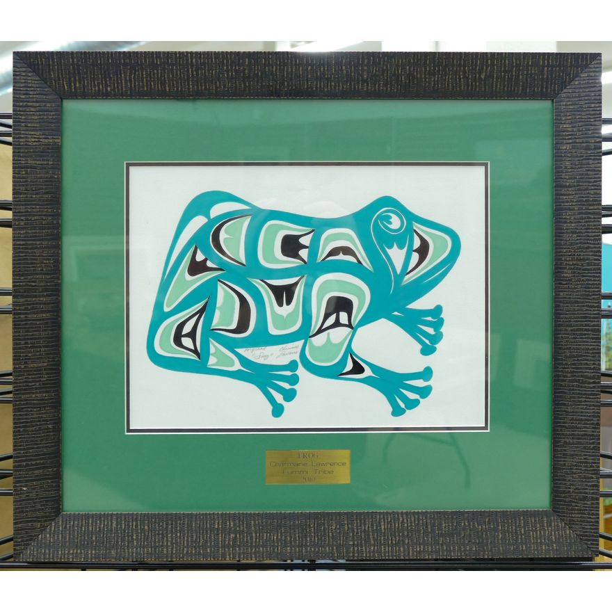 Charmaine Lawrence (Lummi) "Frog" Gouache on Paper Framed 16"x19"
