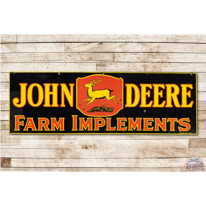6' John Deere Farm Implements 4 Legged Deer Logo Double Sided Porcelain Sign