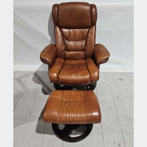Lane Furniture Stressless Leather Recliner with Ottoman