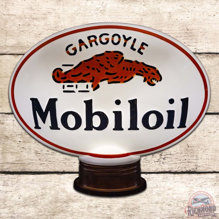 Mobiloil OPC Milk Glass Cabinet Globe w/ Gargoyle
