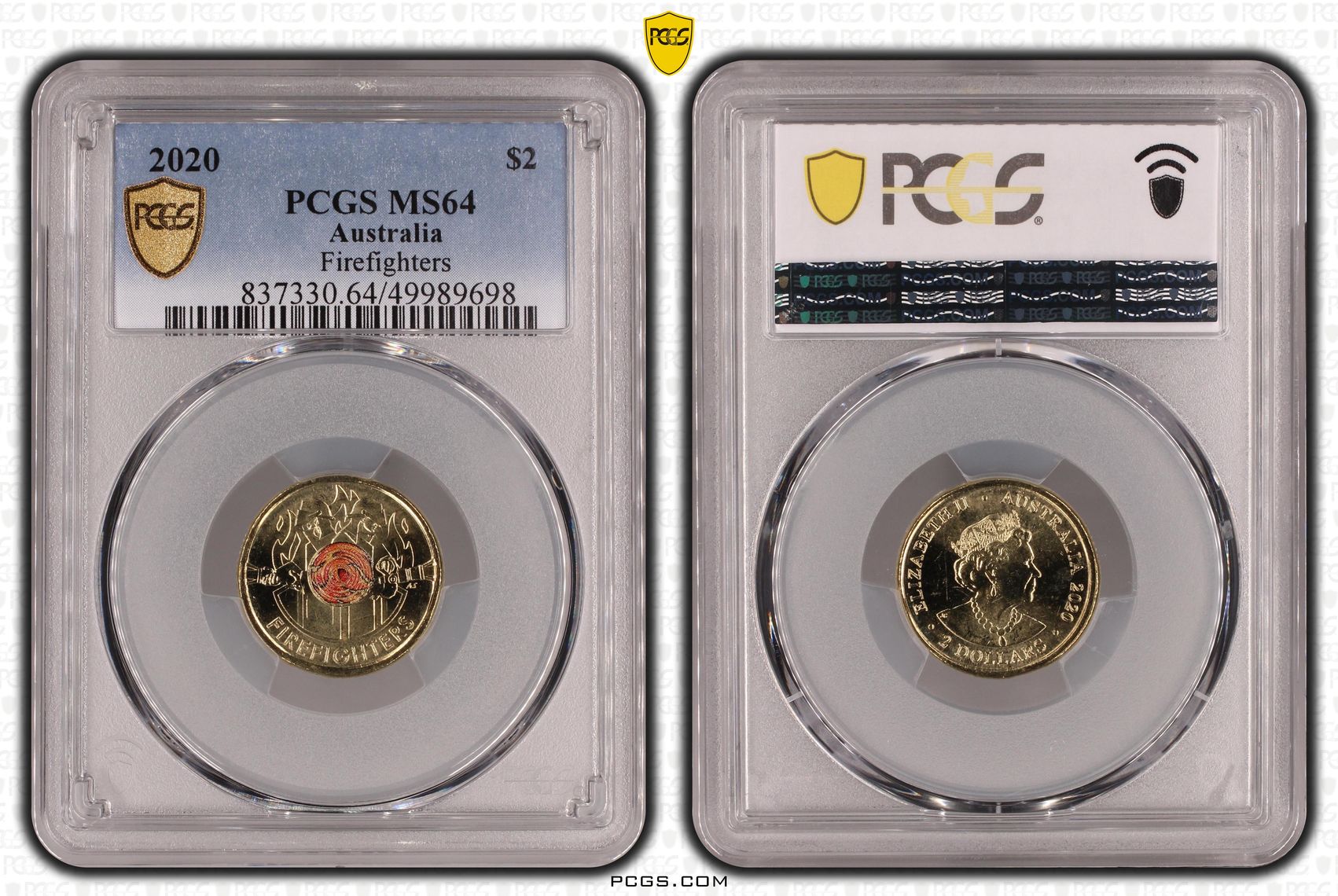 Firefighters Colourised, Two Dollar, 2020, PCGS MS64