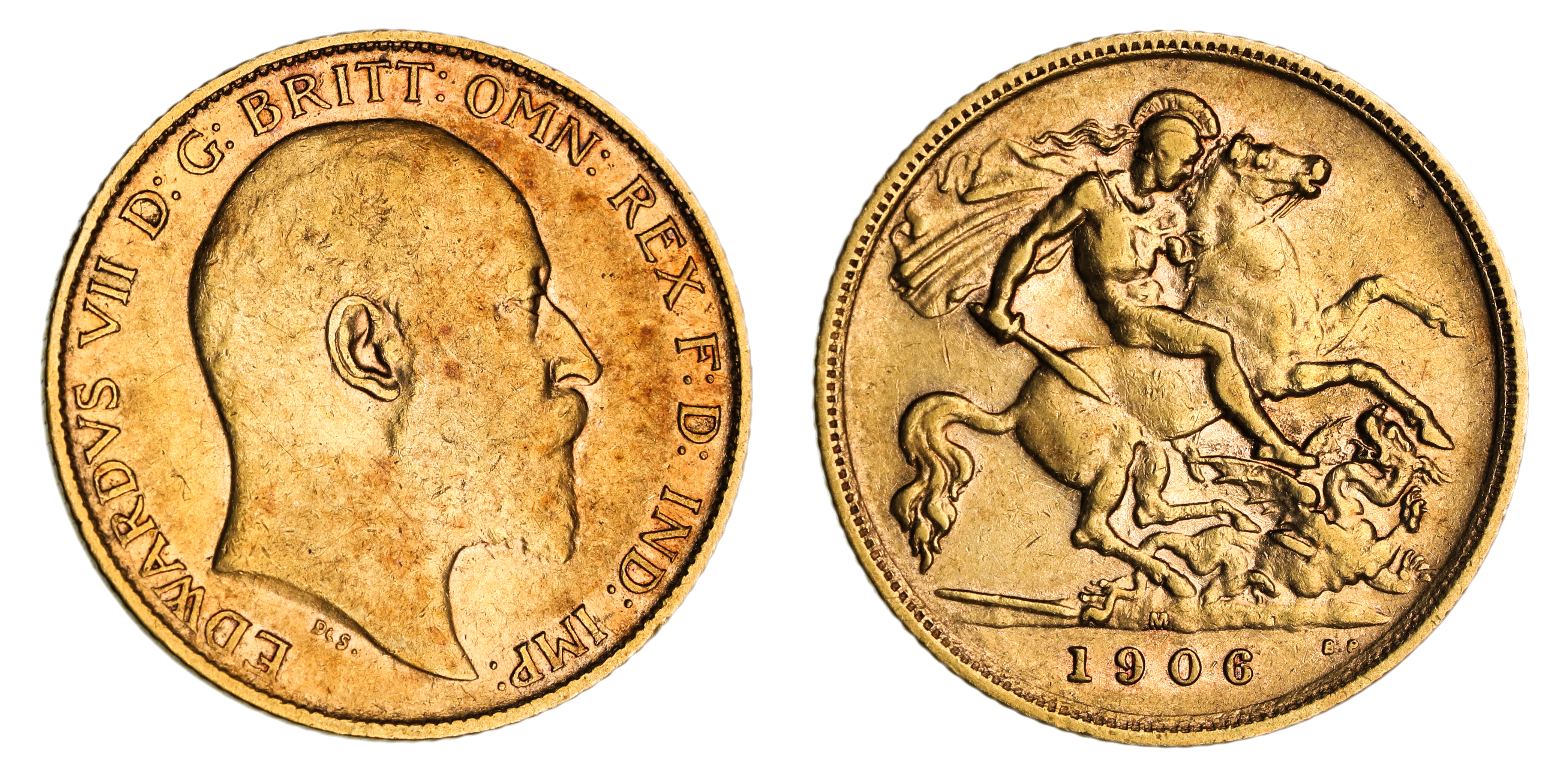 Edward VII, St. George Reverse - Melbourne Mint, Half Sovereign, 1906, gVF