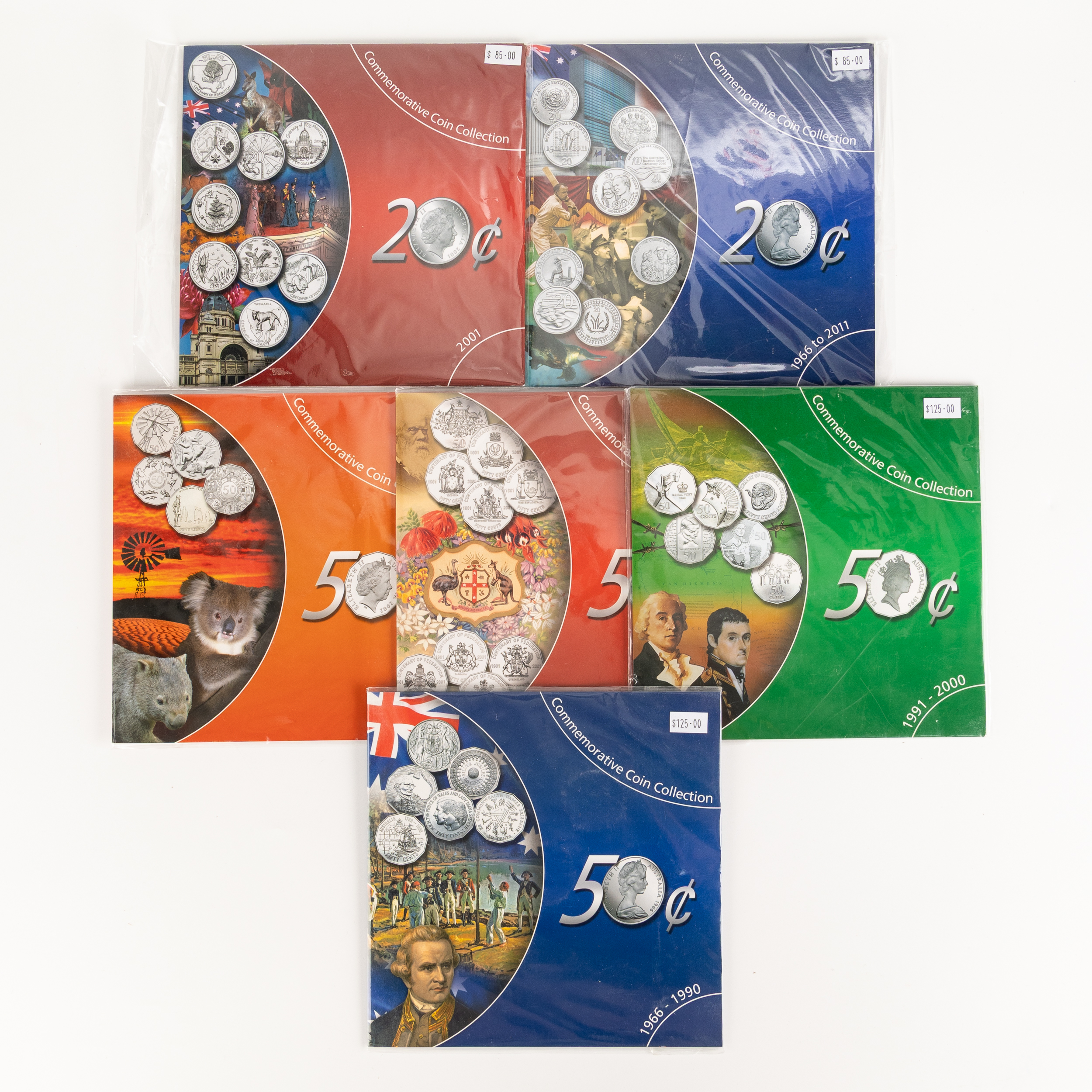 Elizabeth II, Sherwood Commemorative Sets, Twenty Cents - Fifty Cents, 1966 - 2005, UNC