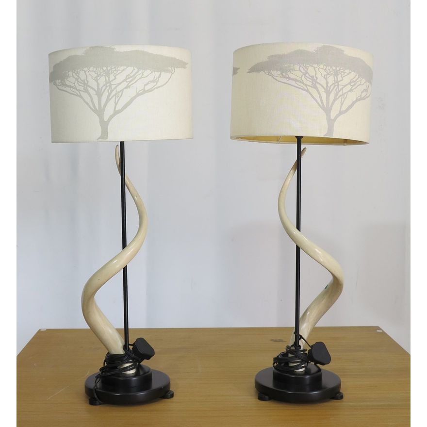 PAIR OF SAFARI TABLE LAMPS