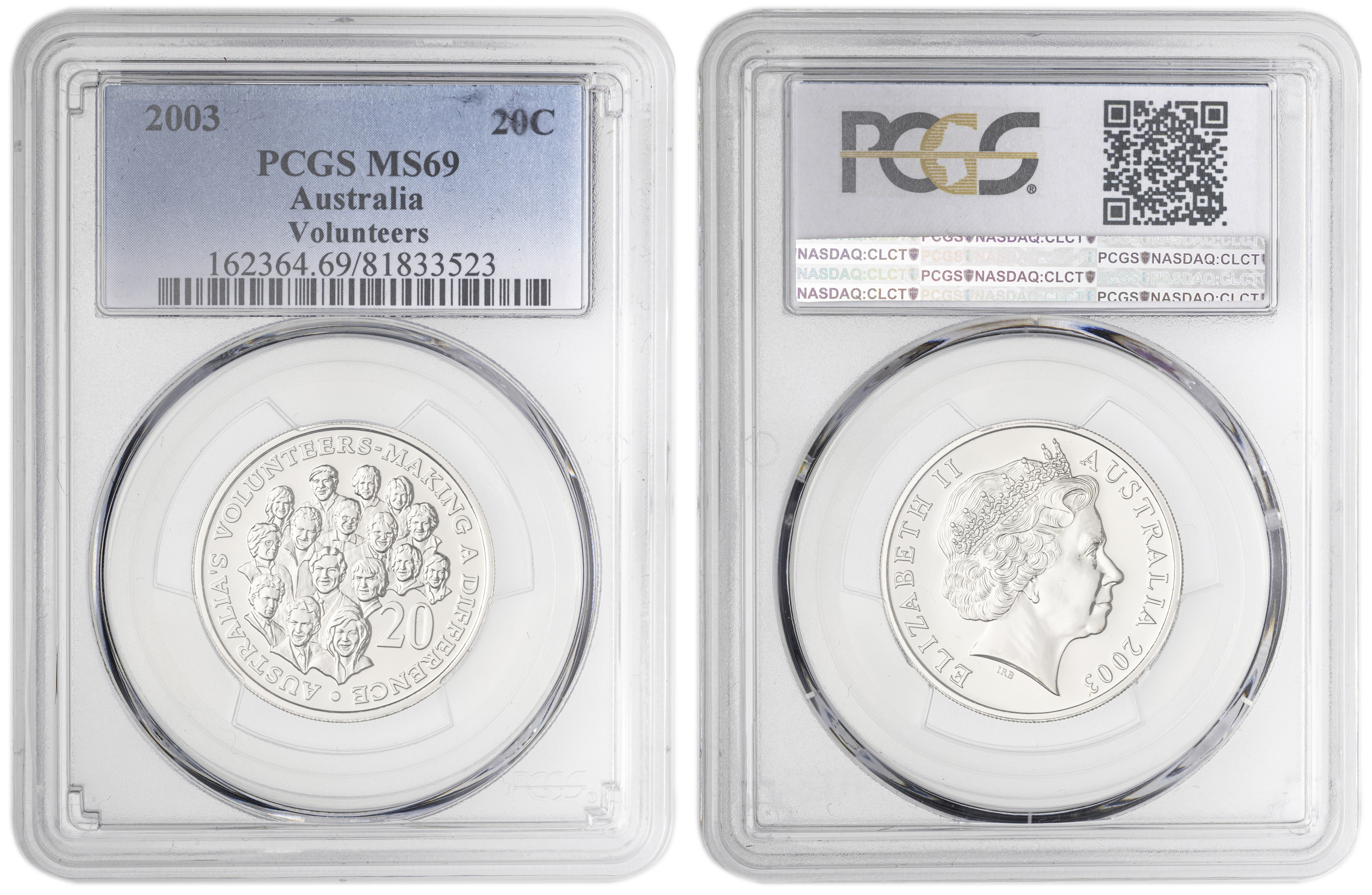 Volunteers , Twenty Cent, 2003, PCGS MS69