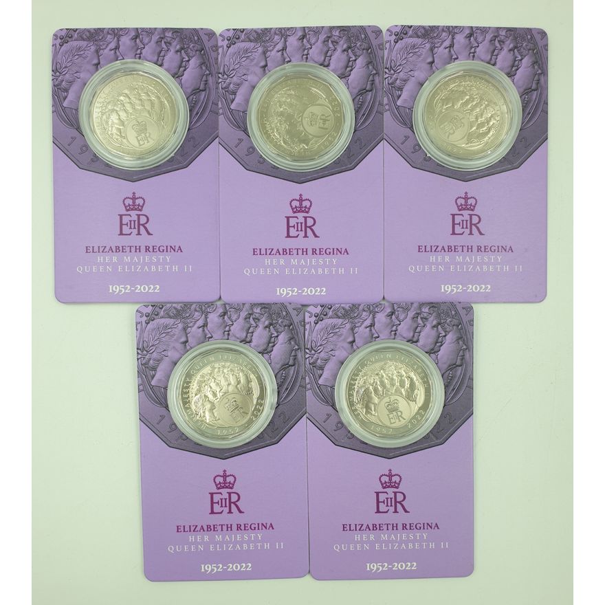 QEII Regina 50c Carded Coins (x5)