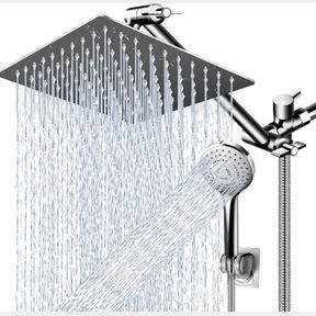 12' SHOWERHEAD SET 12 INCH SHOWER HEAD COMBO HIGH PRESSURE RAIN SHOWER HEAD WITH 11 INCH ADJUSTABLE EXTENSION ARM AND 5 SETTINGS H