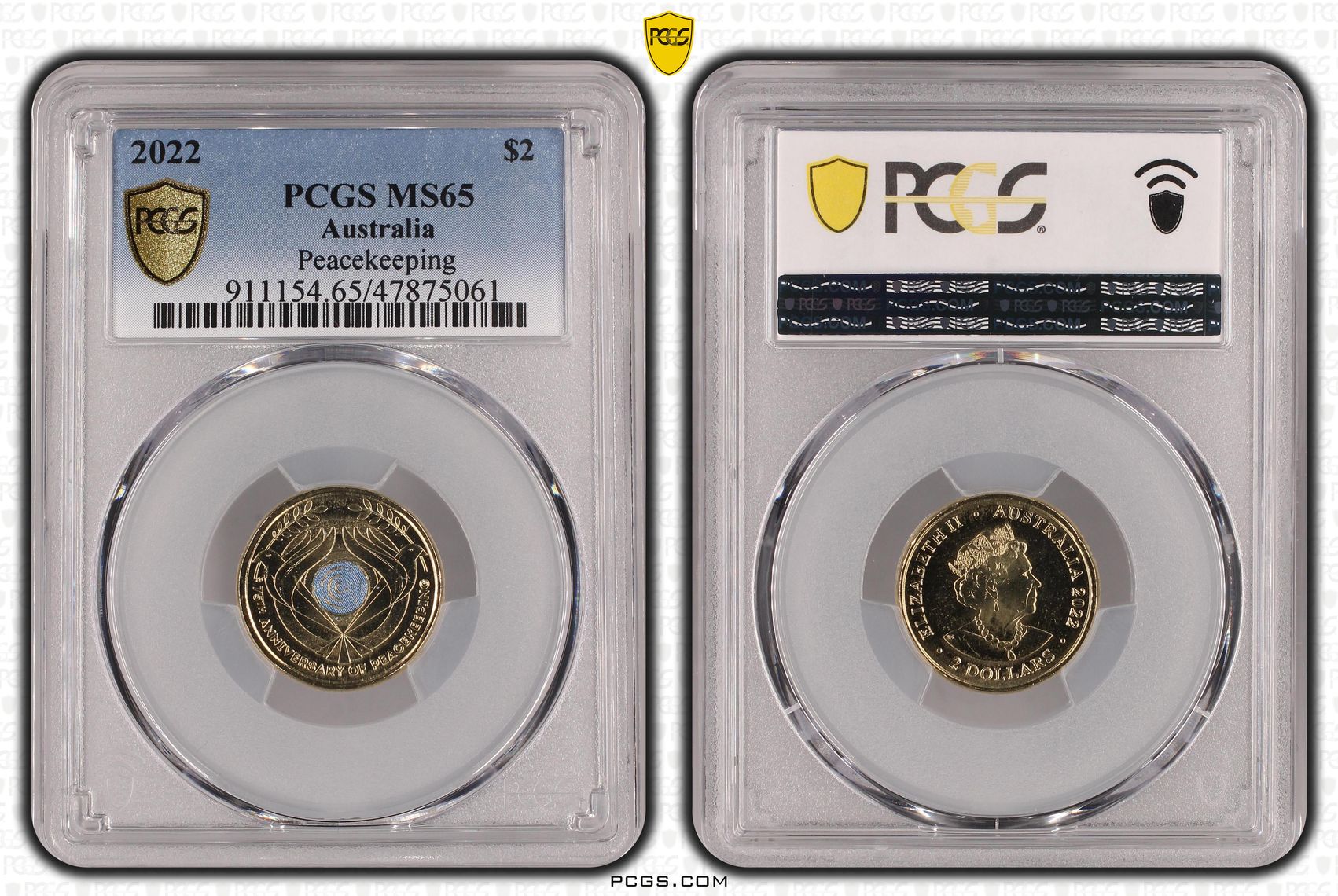 Elizabeth II, Peacekeeping - Colorized , Two Dollar, 2022, PCGS MS65