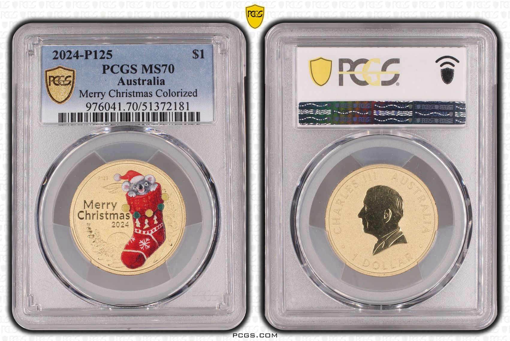 Merry Christmas Colorized, POP 1/0, One Dollar, 2024-P125, PCGS MS70
