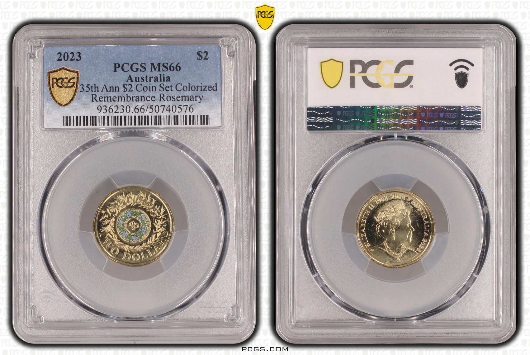 35th Ann $2 Coin Set Colorized Remembrance Rosemary , Two Dollar, 2023, PCGS MS66