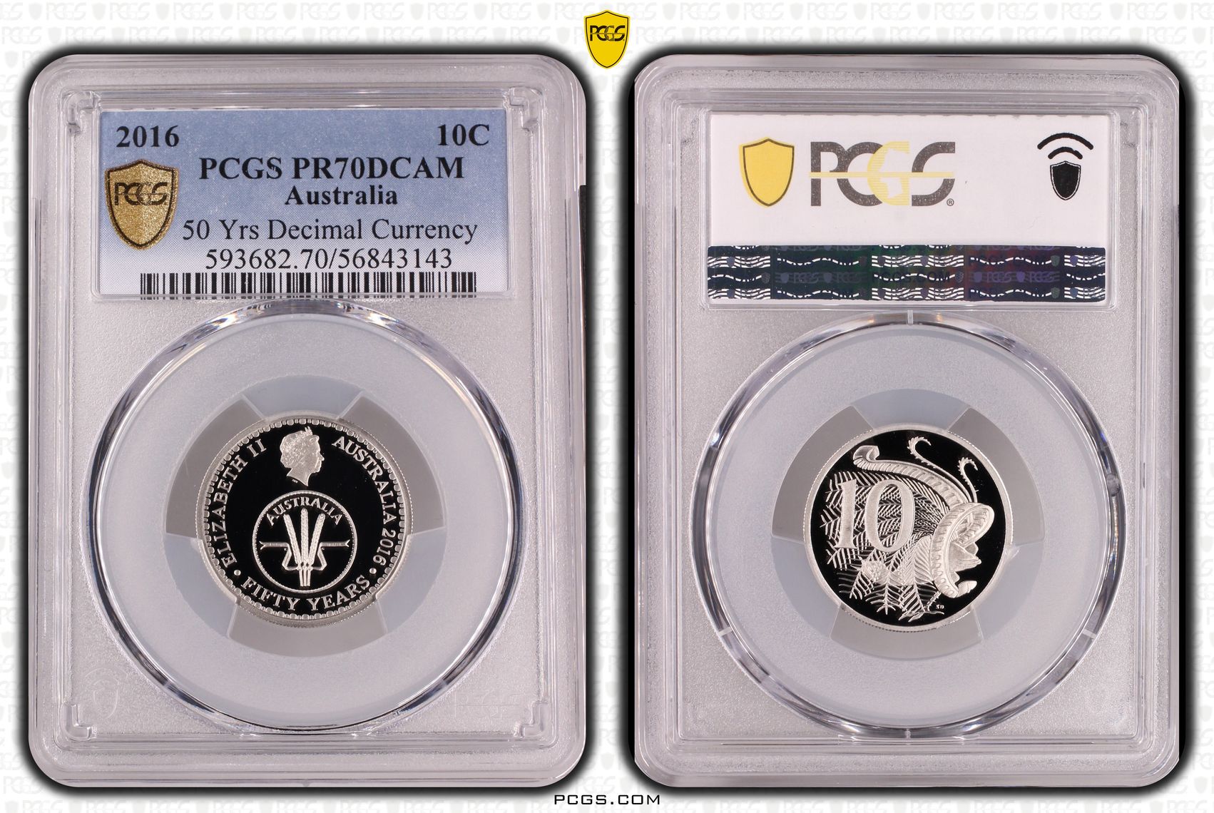 50 Yrs Decimal Currency, Ten Cent, 2016, PR70DCAM