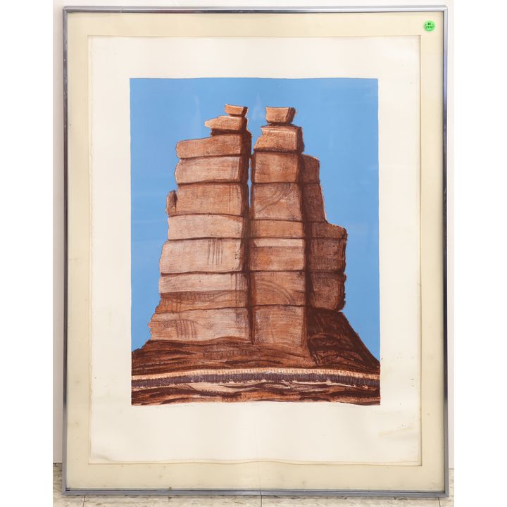 Byron Gardner ''Red Standing Rock'' 1981 S/N Lithograph Framed 34''x26''