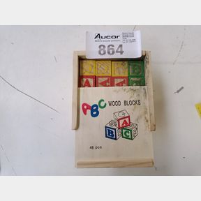 EDUCATIONAL ABC WOODEN BLOCKS IN STORAGE BOX - 48 PIECE -