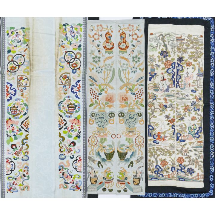 3 Pairs Chinese Silk Embroidered Sleeve Panels