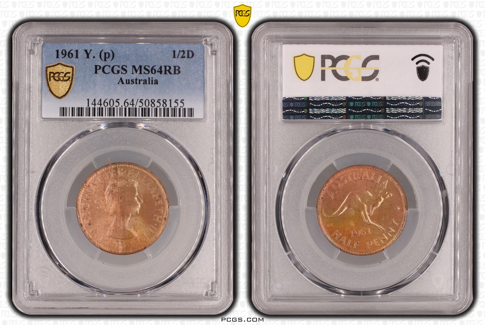 Halfpenny, 1961, PCGS MS64RB
