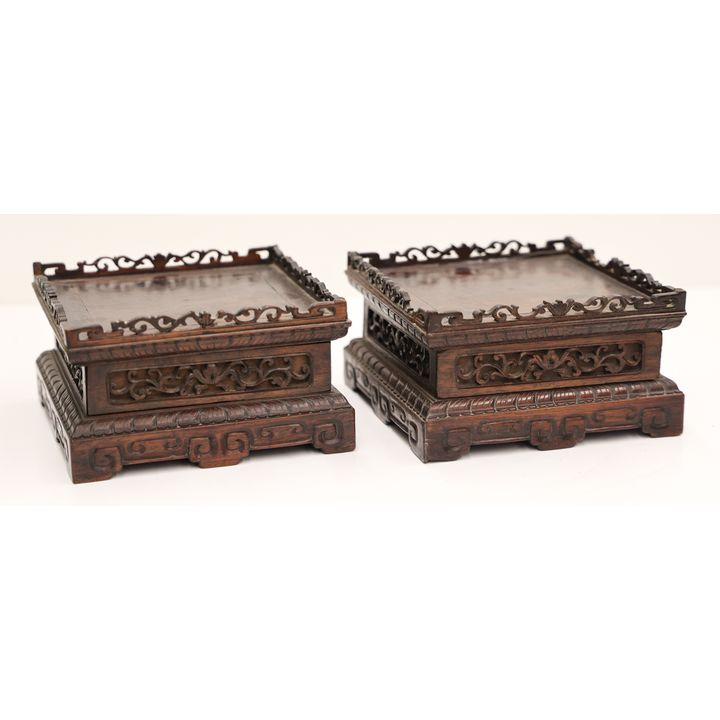 Pair Chinese Rosewood Square Vase Stands