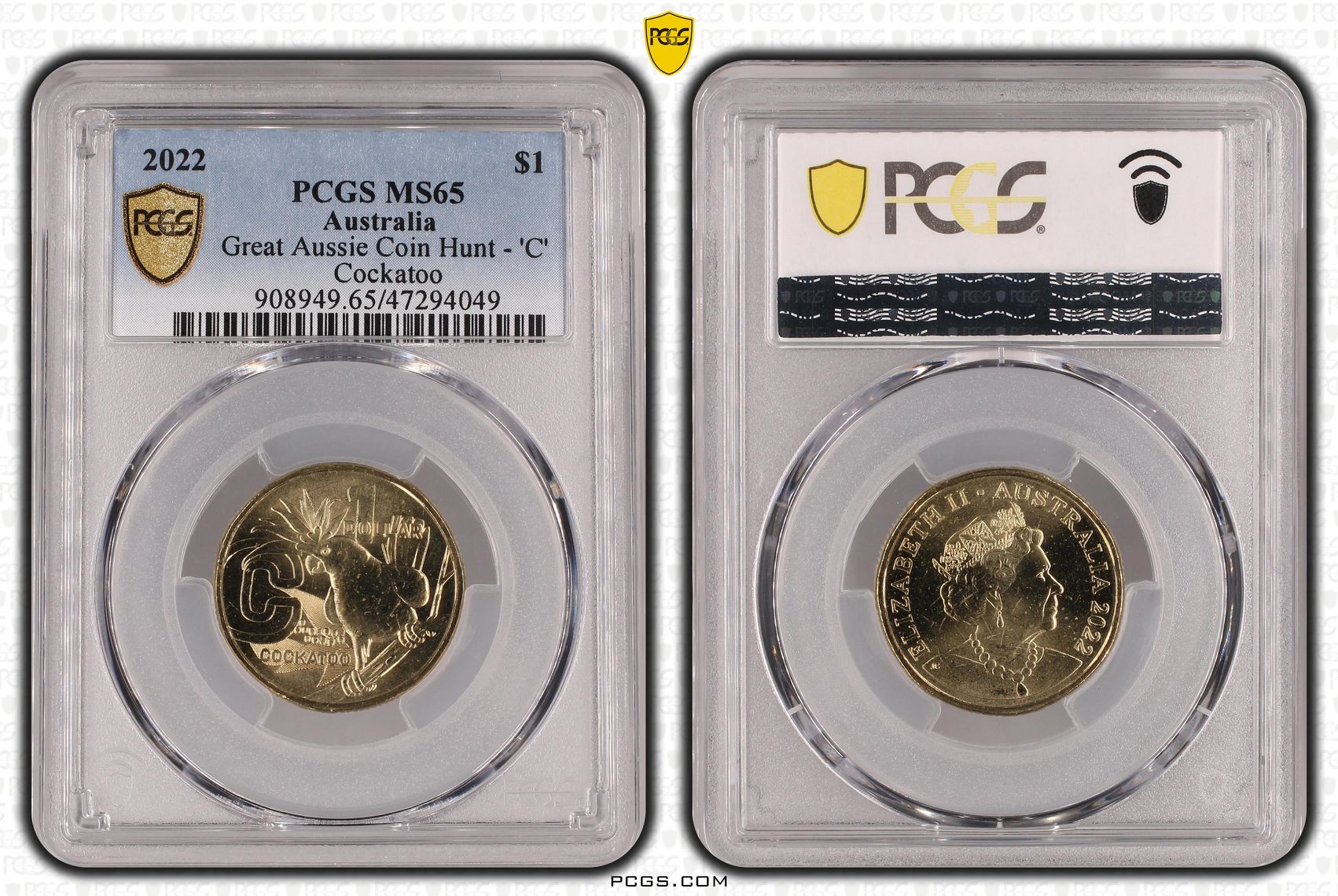 Great Aussie Coin Hunt - 'C', One Dollar, 2022, PCGS MS 65