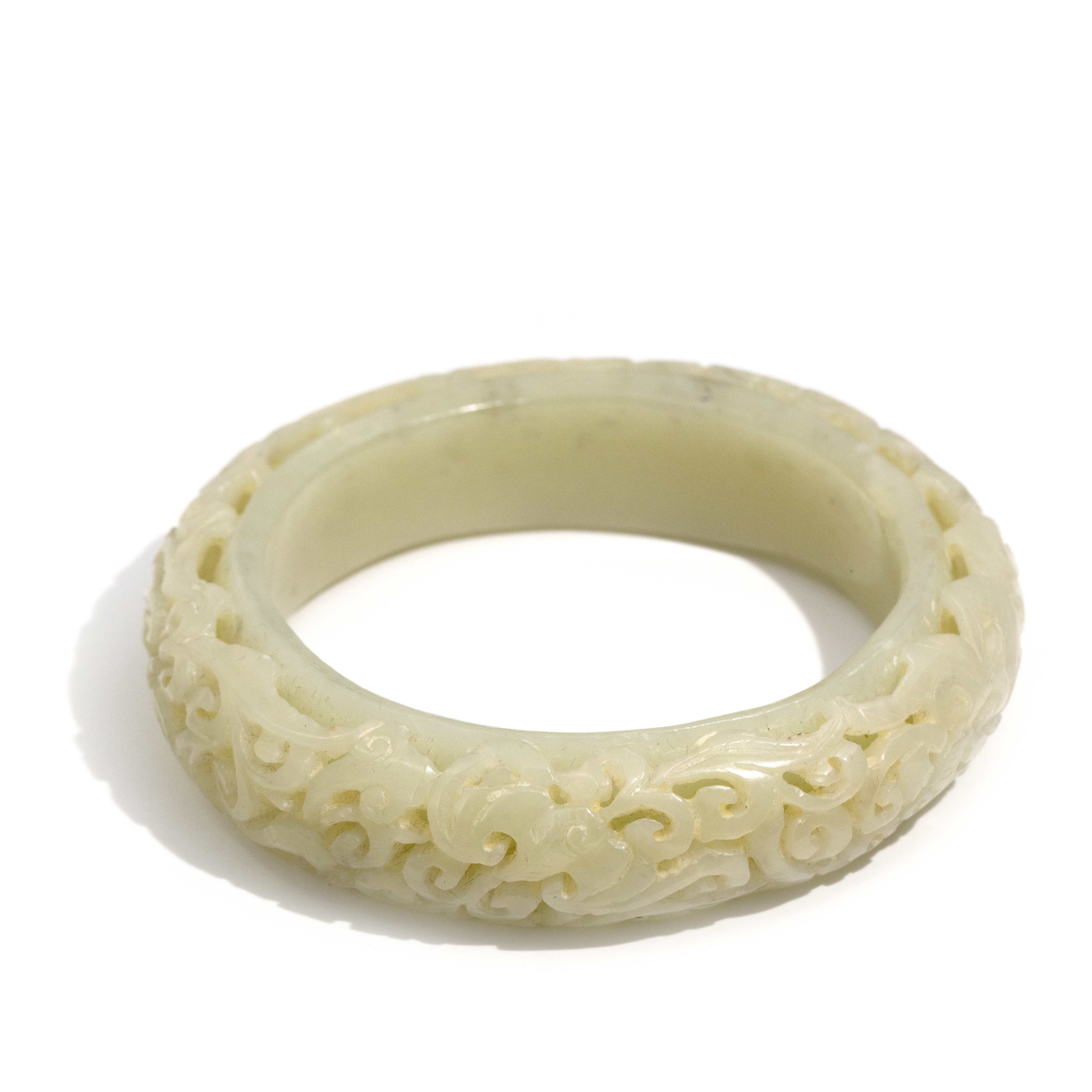 Intricately Carved Jade Bangle,