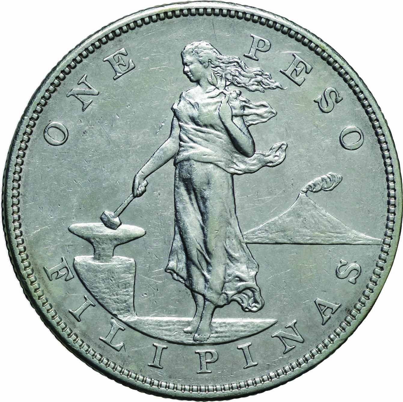 フィリピン-Philippines. 1903. Silver. 1ﾍﾟｿ(Peso). 極美. EF. 婦人 