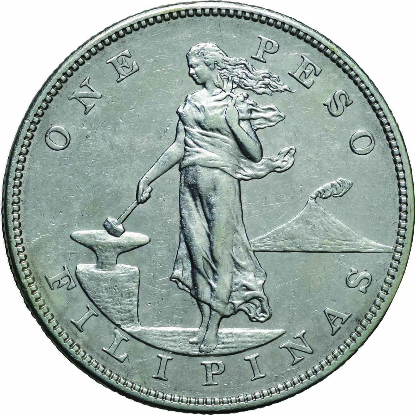 フィリピン-Philippines. 1903. Silver. 1ﾍﾟｿ(Peso). 極美. EF. 婦人 