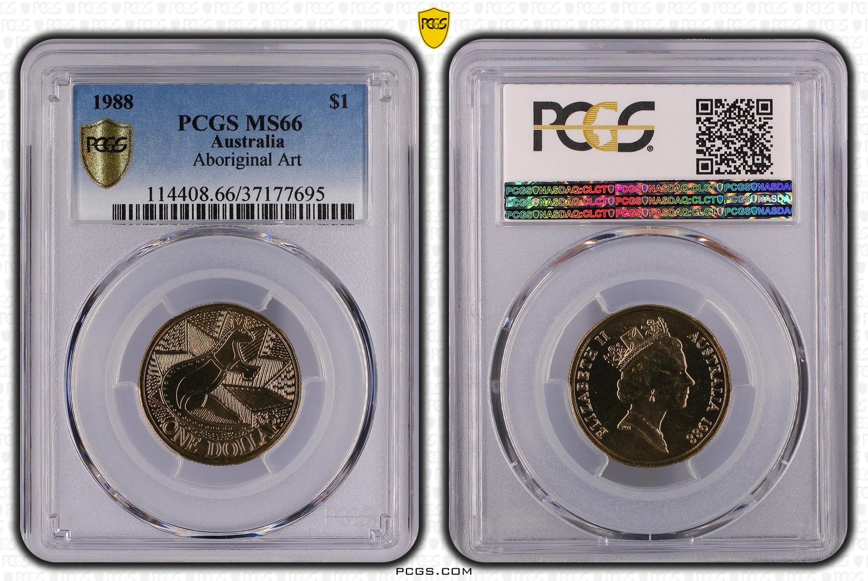 Aboriginal Art - Kangaroo, One Dollar, 1988, PCGS MS66