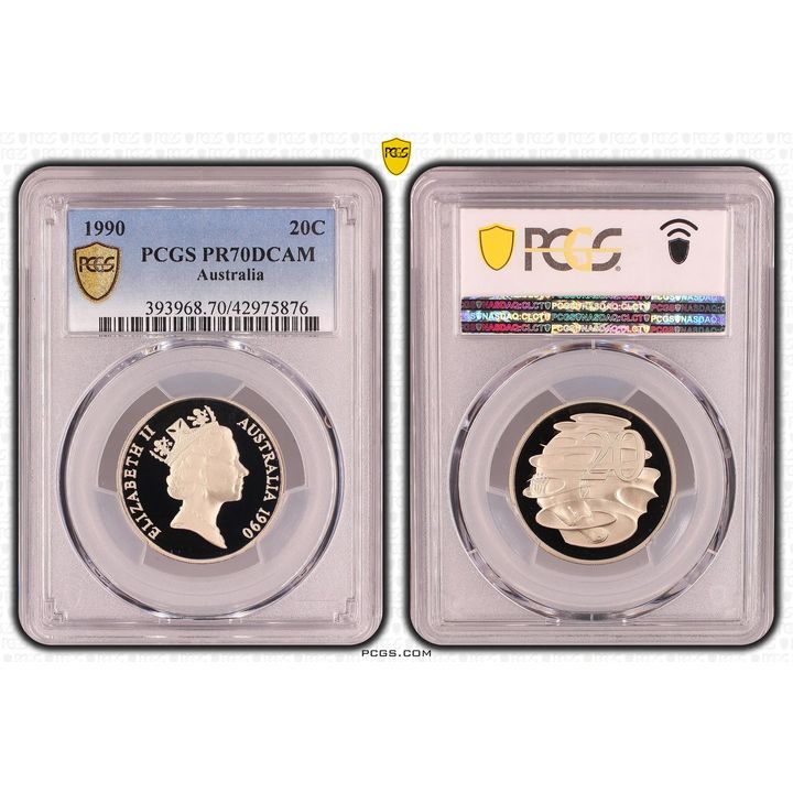 Elizabeth II, Twenty Cent, PR70DCAM , 1990 PCGS POP - 28/0