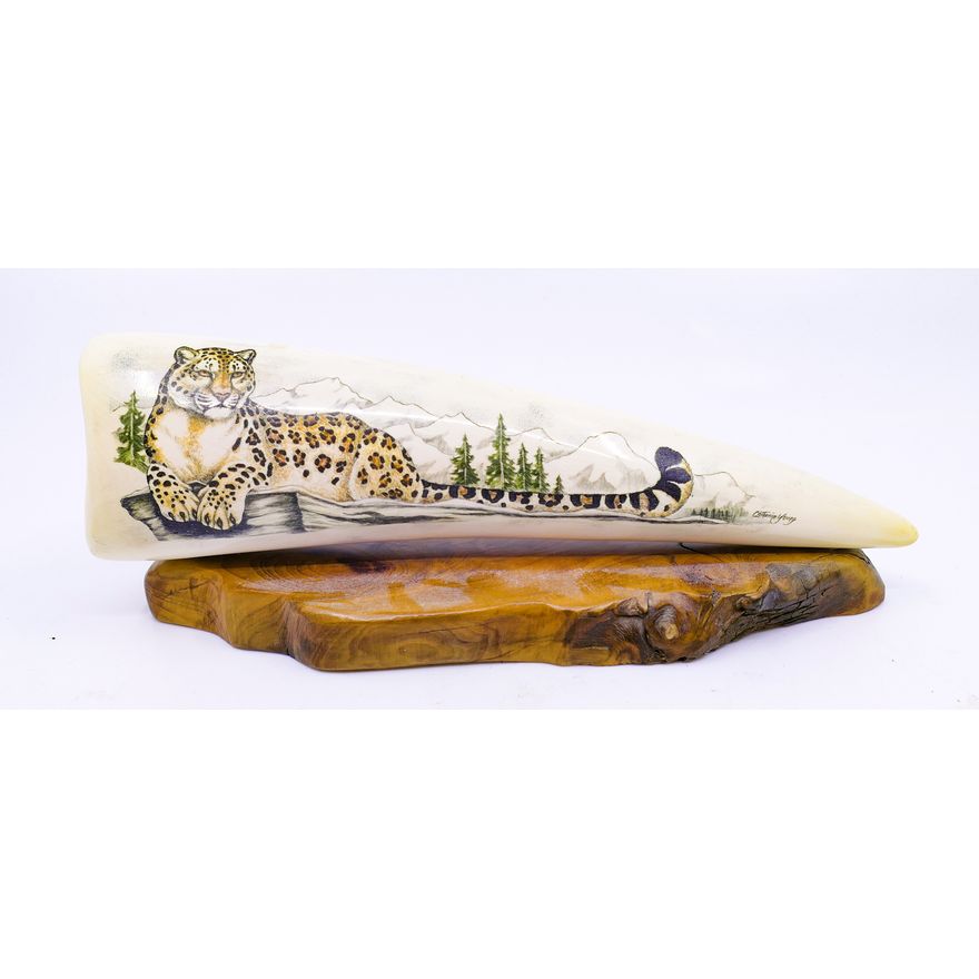 Katherine Young Fine Scrimshawed Tiger Sculpture- 6.5''
