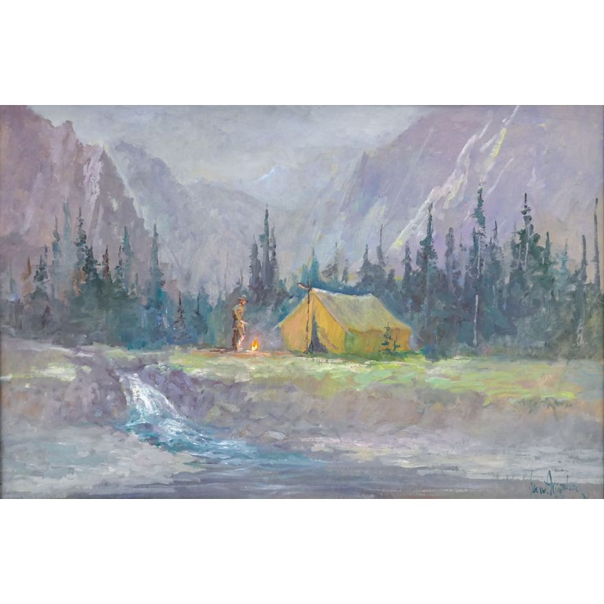 Gene Amondson ''By the Fire'' 1993 Signed Oil on Masonite