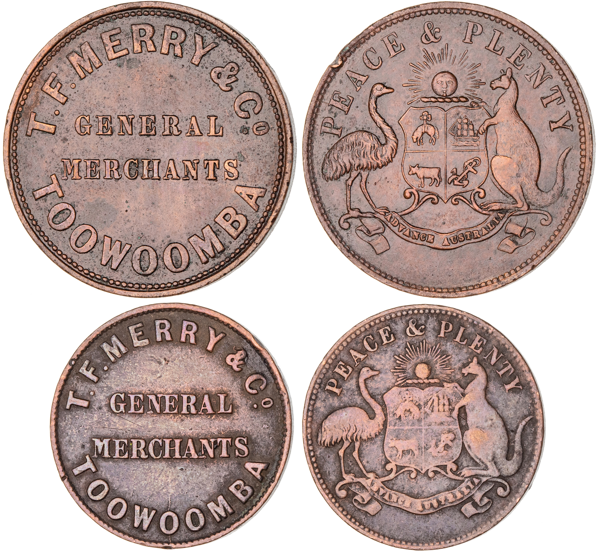 Toowoomba, Queensland, T. F. Merry & Co, Penny, ND, gVF