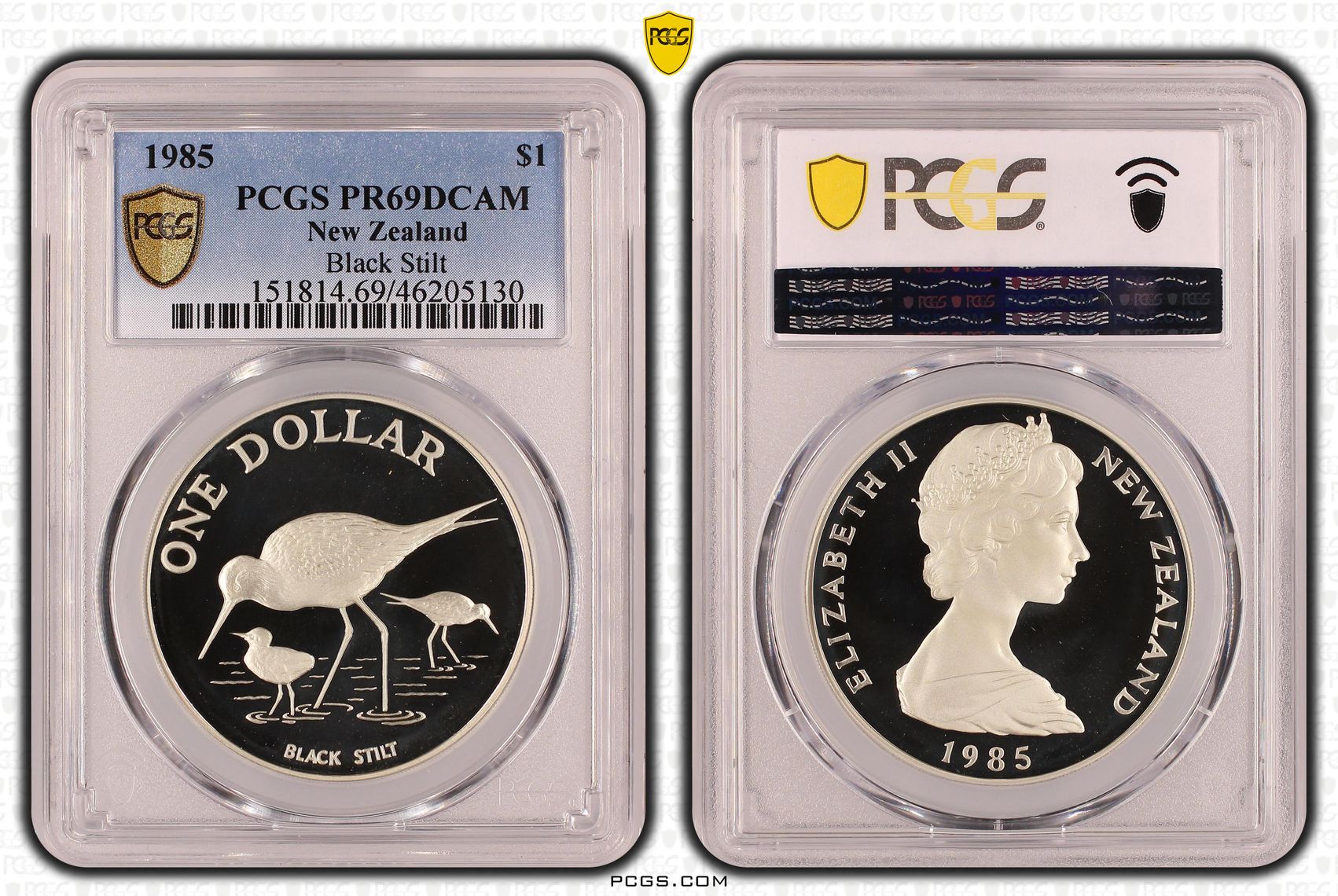68 · New Zealand, One Dollar, 1985, Black Stilt, PCGS - PR69DCAM