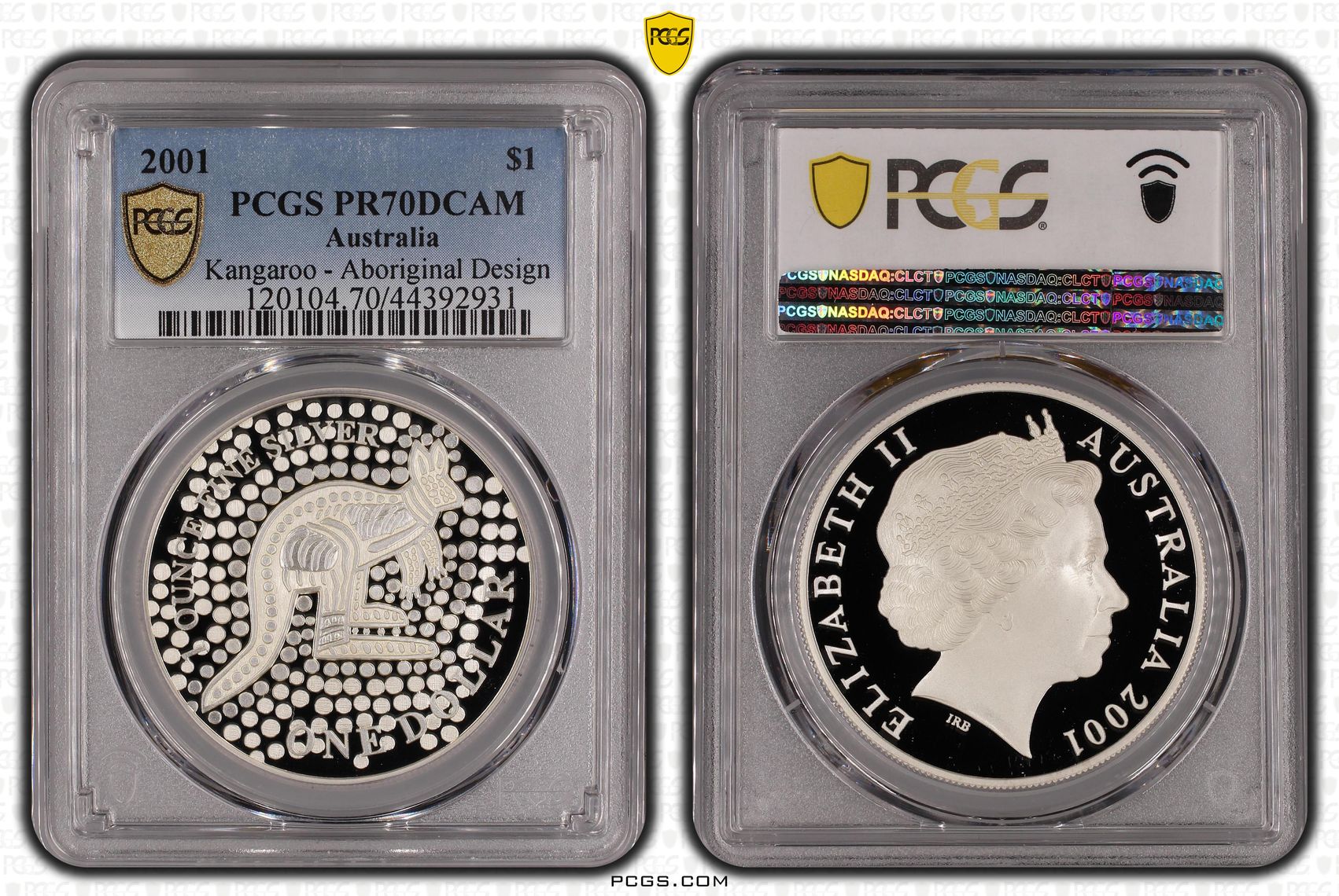 2001 Australia One Dollar, $1 Silver Kangaroo PCGS - PR70DCAM POP 7/0 -931