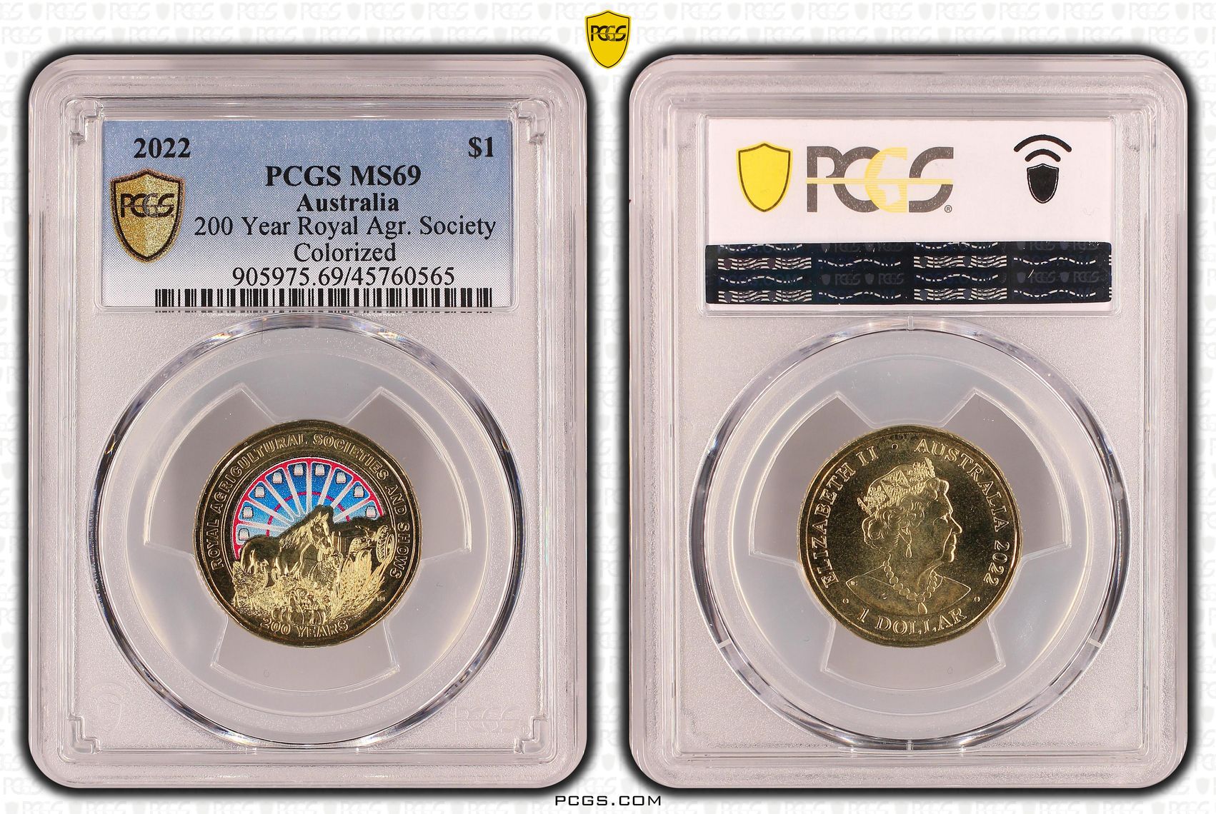 200 Year Royal Agr. Society, One Dollar, 2022, PCGS MS69