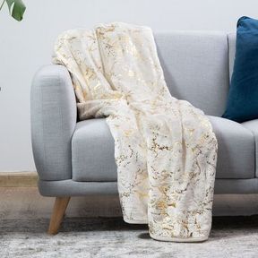 Plush Throw Navy + Gold 180 x 200 cm Plush Throw Navy + Gold |