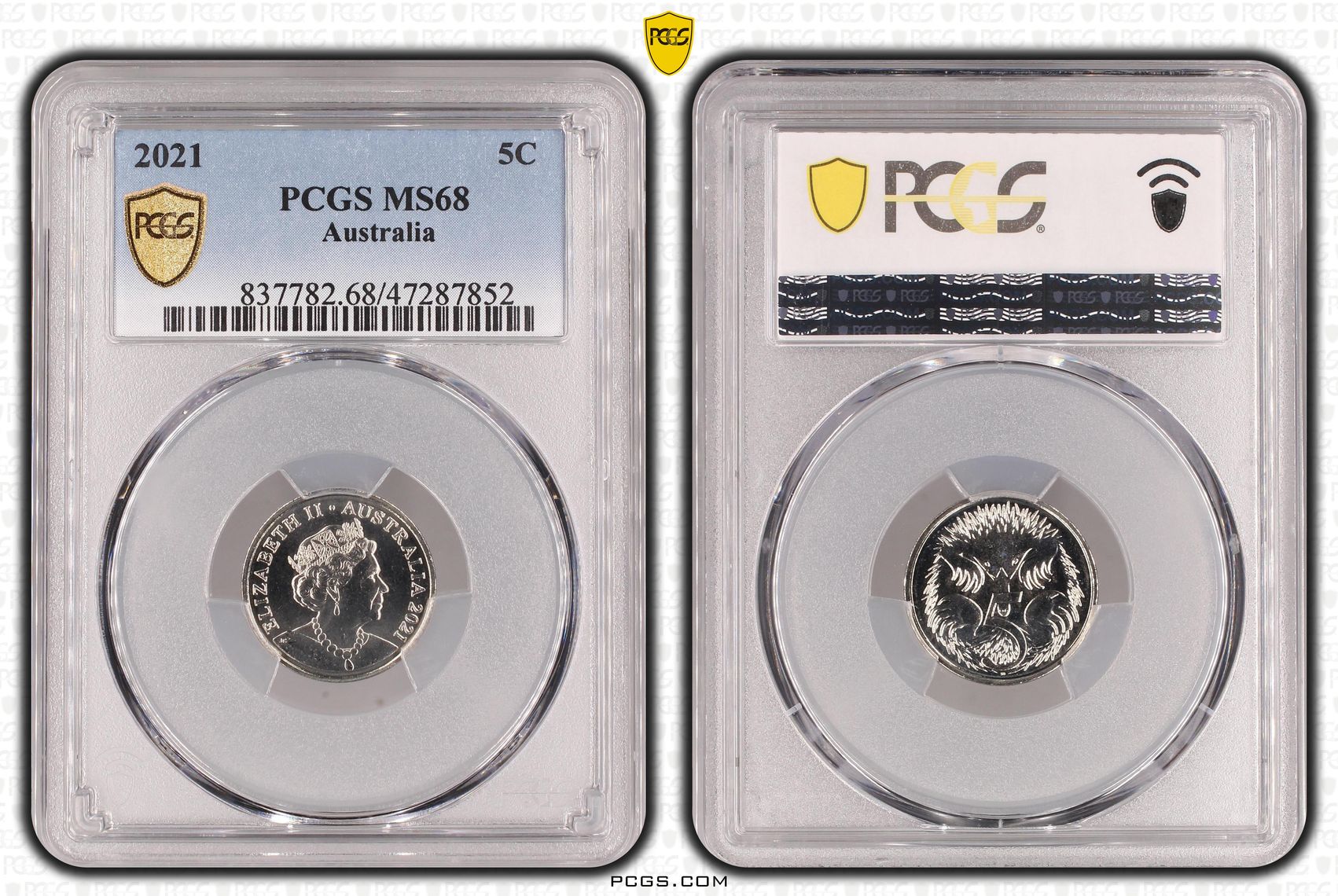 Elizabeth II, Five Cent, 2021, PCGS MS68
