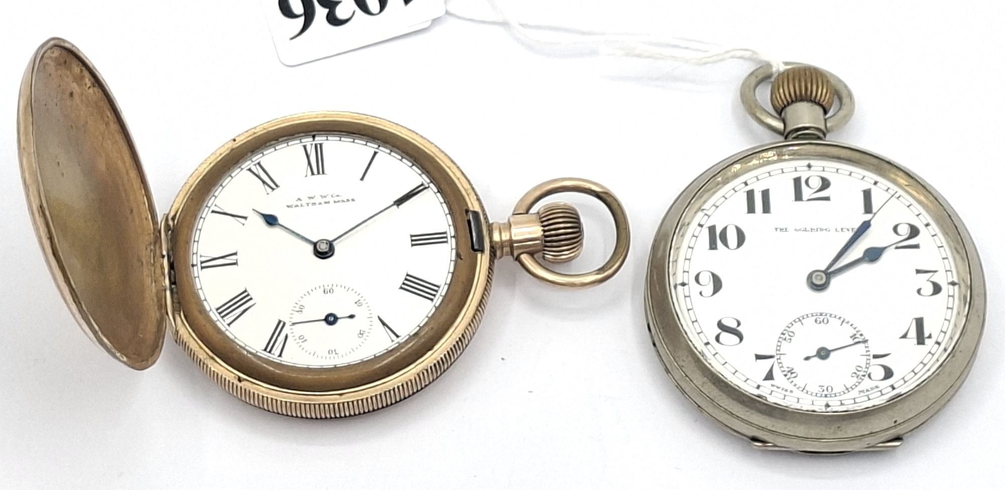 1036 · TWO SWISS MADE OPEN FACED POCKET WATCH - WALTHAM