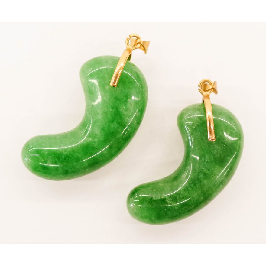 2pc Japanese Jade Magatama Bead Pendants 1.5''