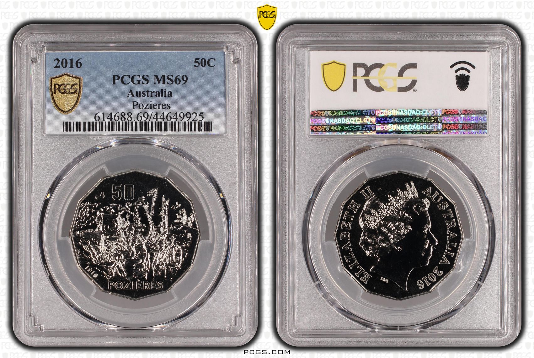 139 · 2016 Australia Fifty Cent, 50c Pozieres PCGS - MS69 POP 6/0 -925